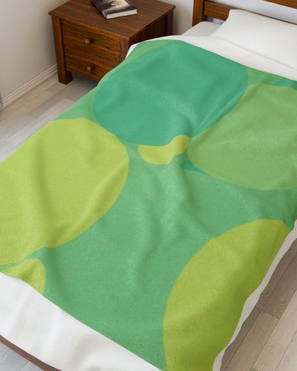 Pastel Green Patches Velveteen Plush Blanket, 50" x 60"