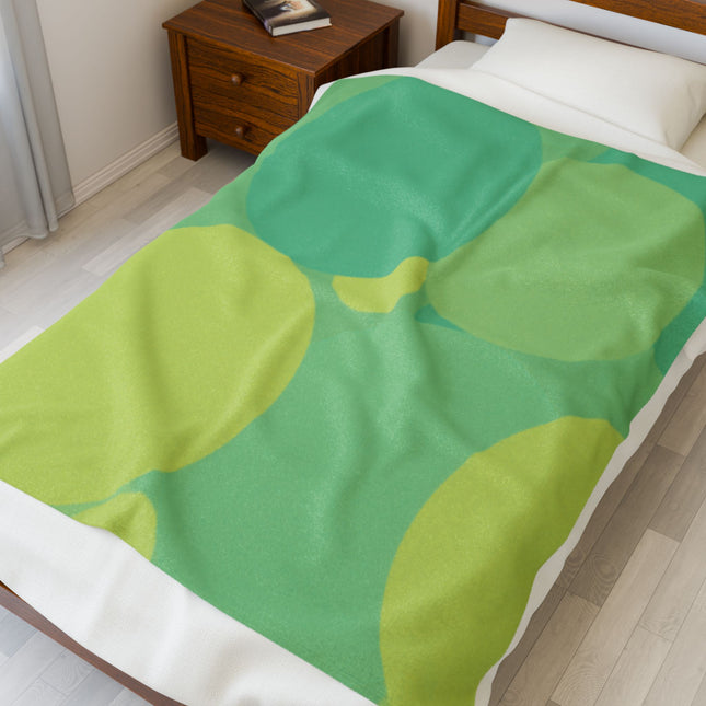 Pastel Green Patches Velveteen Plush Blanket, 50" x 60"