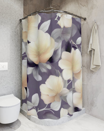 White Blush Floral Bunch Shower Curtains, 71" x 74"