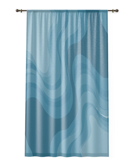Sky Blue Wavey Sheer Window Curtain, 50" x 84", partially transparent