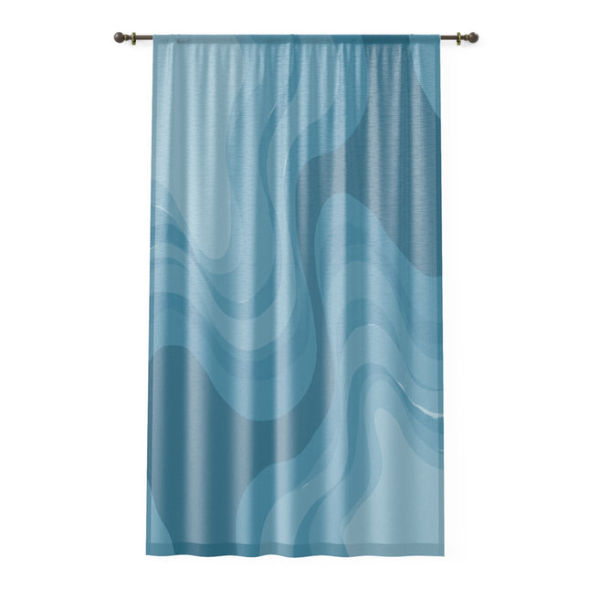 Sky Blue Wavey Sheer Window Curtain, 50" x 84", partially transparent