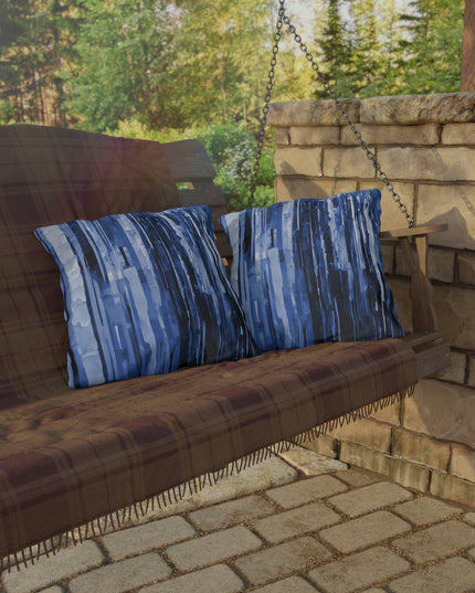 Striped Deep Blue 18" x 18" Outdoor Pillow