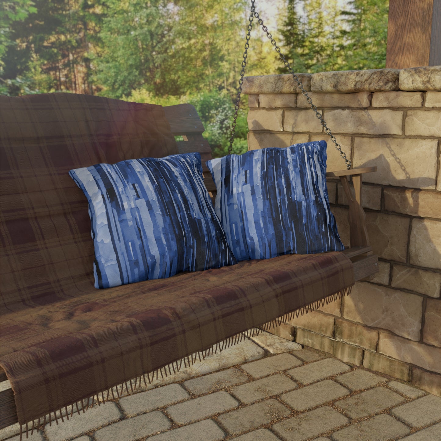 Striped Deep Blue 18" x 18" Outdoor Pillow