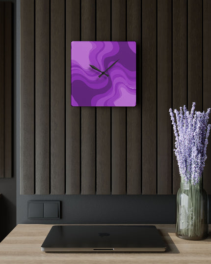 Wavey Purple Wavey 10.75" x 10.75" Round or Square Acrylic Wall Clock