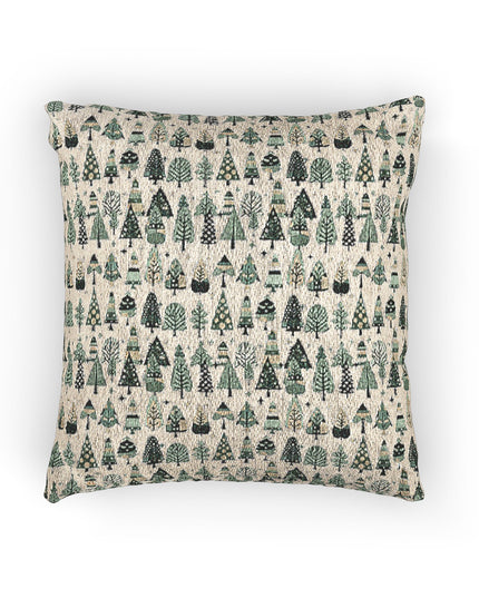 Mini Vintage Green Trees Woven Pillow, 17" x 18"