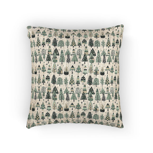 Mini Vintage Green Trees Woven Pillow, 17" x 18"
