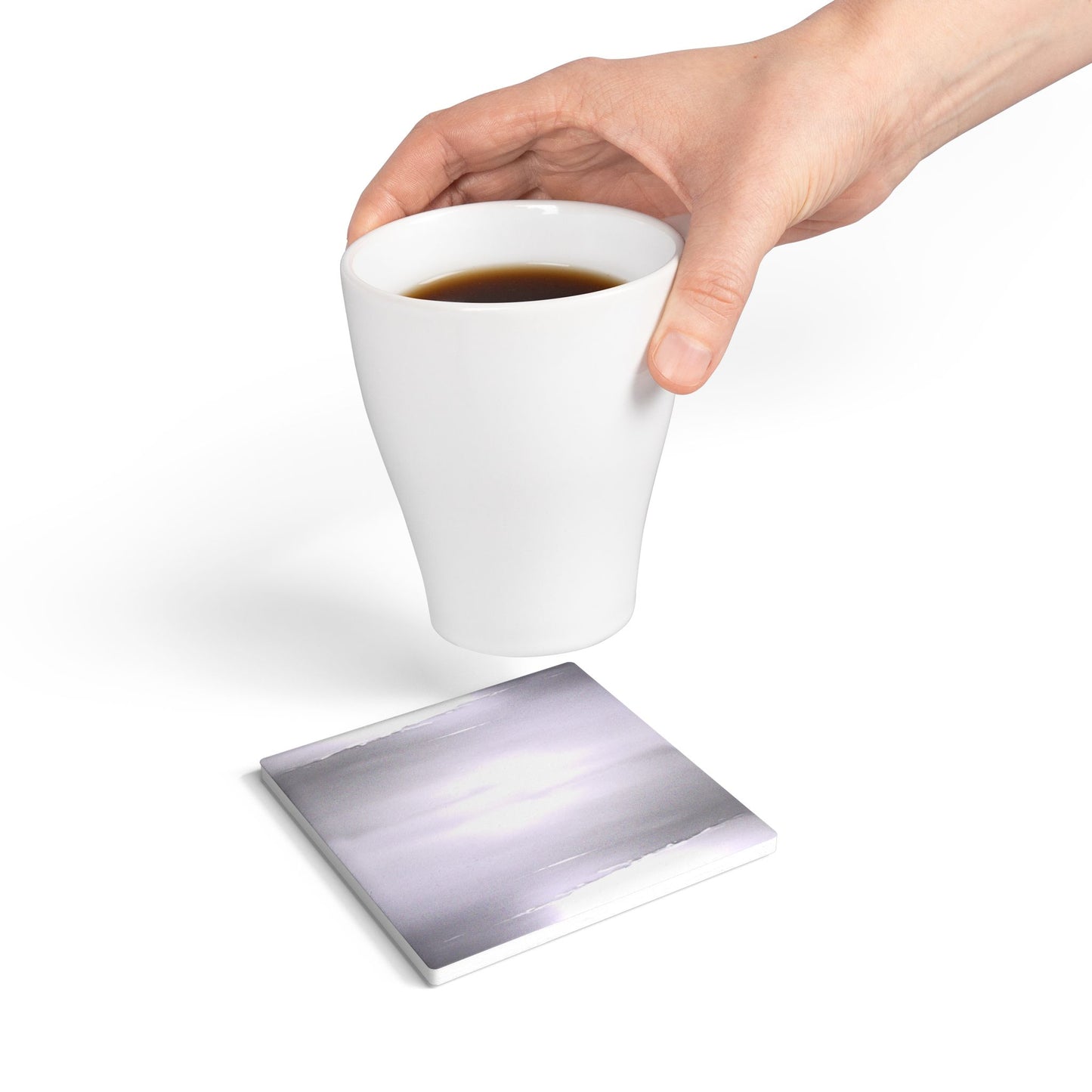 Sephia Sea Dark Fog 4" x 4" Square Ceramic Coaster