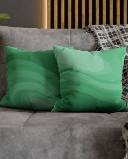 Mint Green Wavey Spun Polyester Square Pillowcase, 14" x 14"