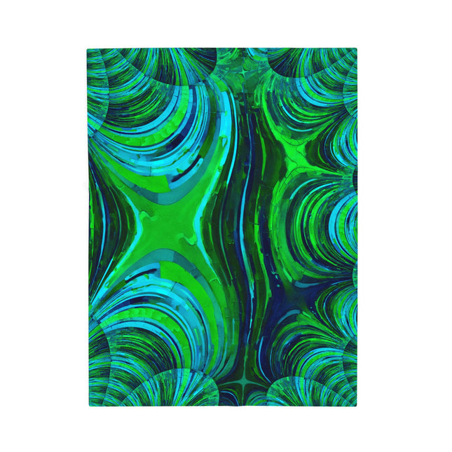 Uzi Spiral Blue Green Velveteen Plush Blanket, 30" x 40"