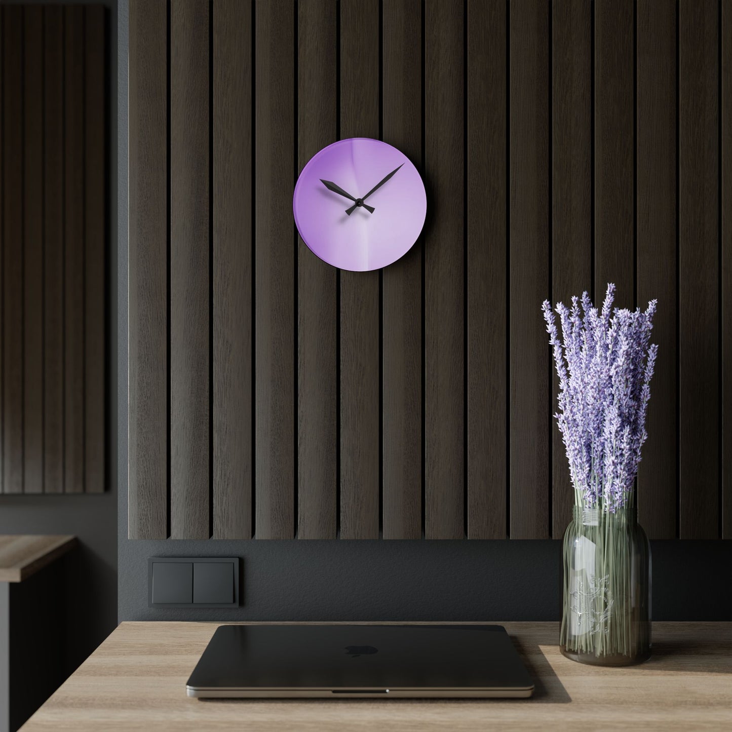 Soft Lavender Fade Acrylic Round Wall Clock, 8" x 8"
