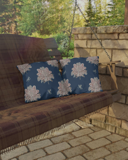 Rose White Floral Butterflies 16" x 16" Outdoor Pillow