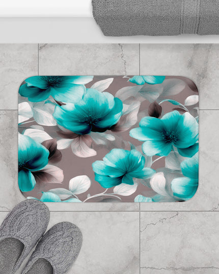 Tif Green Gray Floral Bunch 24" x 17" Bath Mat