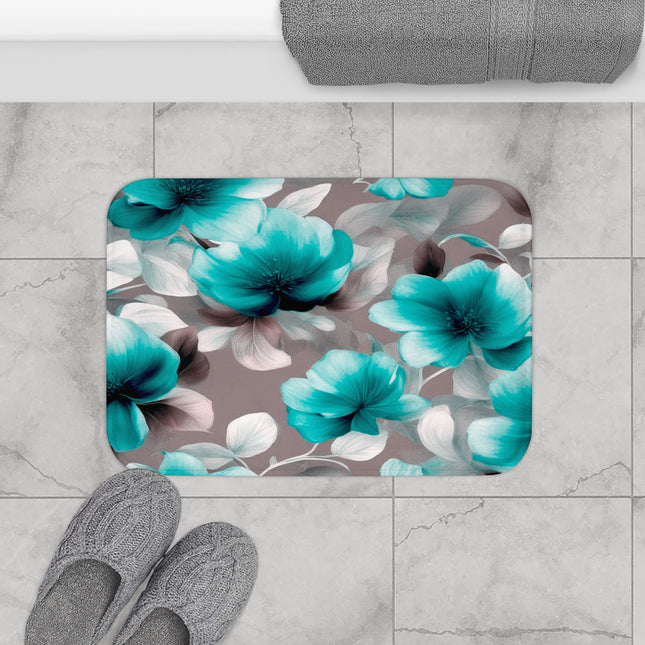 Tif Green Gray Floral Bunch 24" x 17" Bath Mat