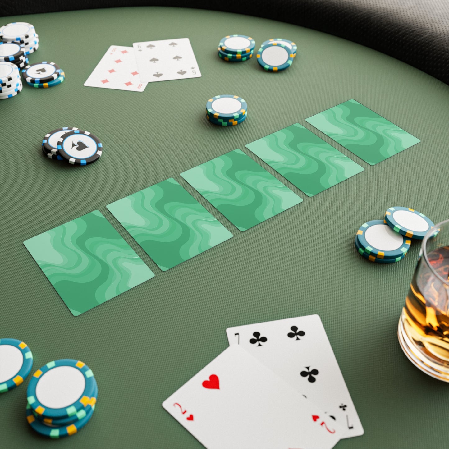 Mint Green Wavey Poker Cards