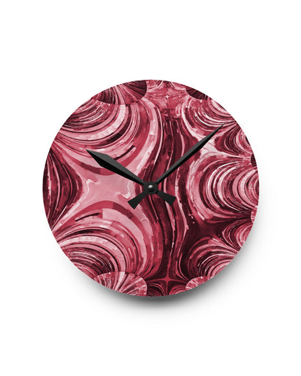 Uzi Spiral Ruby Acrylic Round Wall Clock, 8" x 8"
