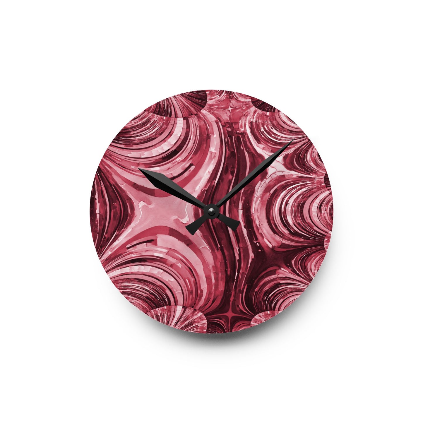 Uzi Spiral Ruby Acrylic Round Wall Clock, 8" x 8"