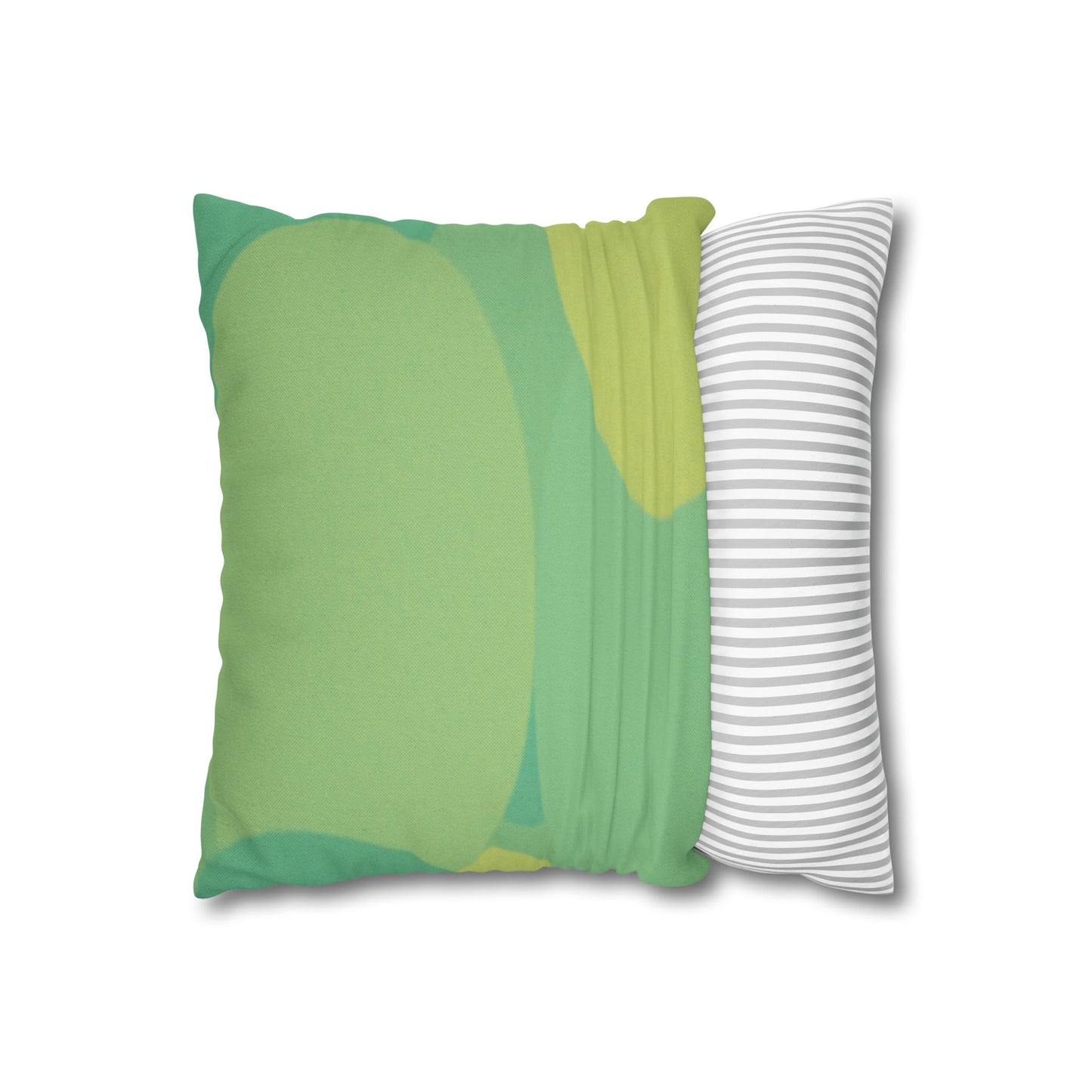 Pastel Green Patches Spun Polyester Square Pillowcase, 14" x 14"
