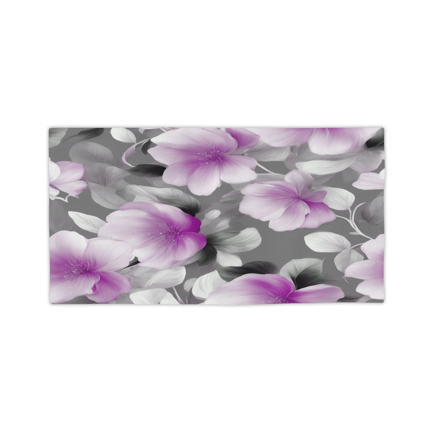 Purple Blossom Floral Bunch Beach Towel, 24" x 44"