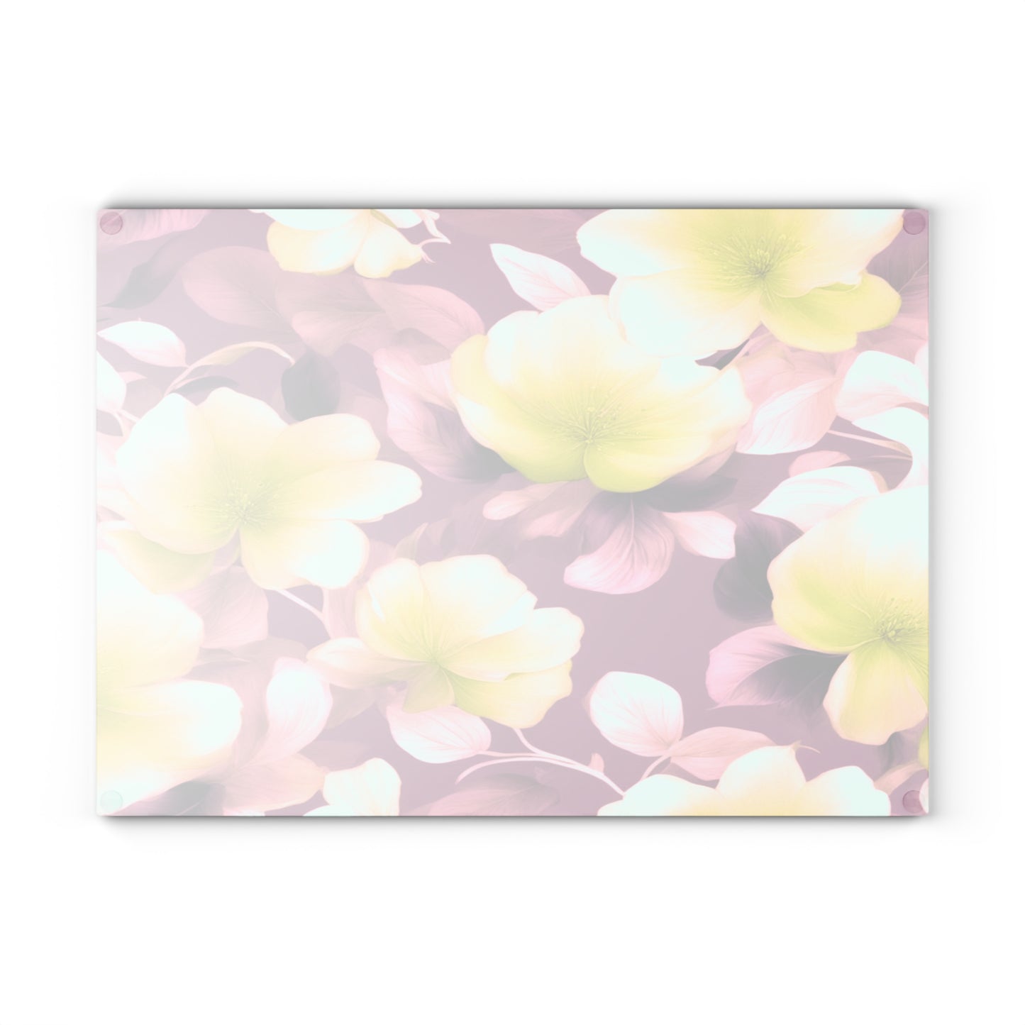 Lemon Blossom Floral Bunch Glass Cutting Board, 11" x 15"