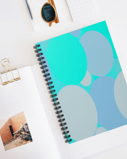 Pastel Tan and Tif Patches Spiral Notebook - Ruled Line, 6" x 8", 118 pages