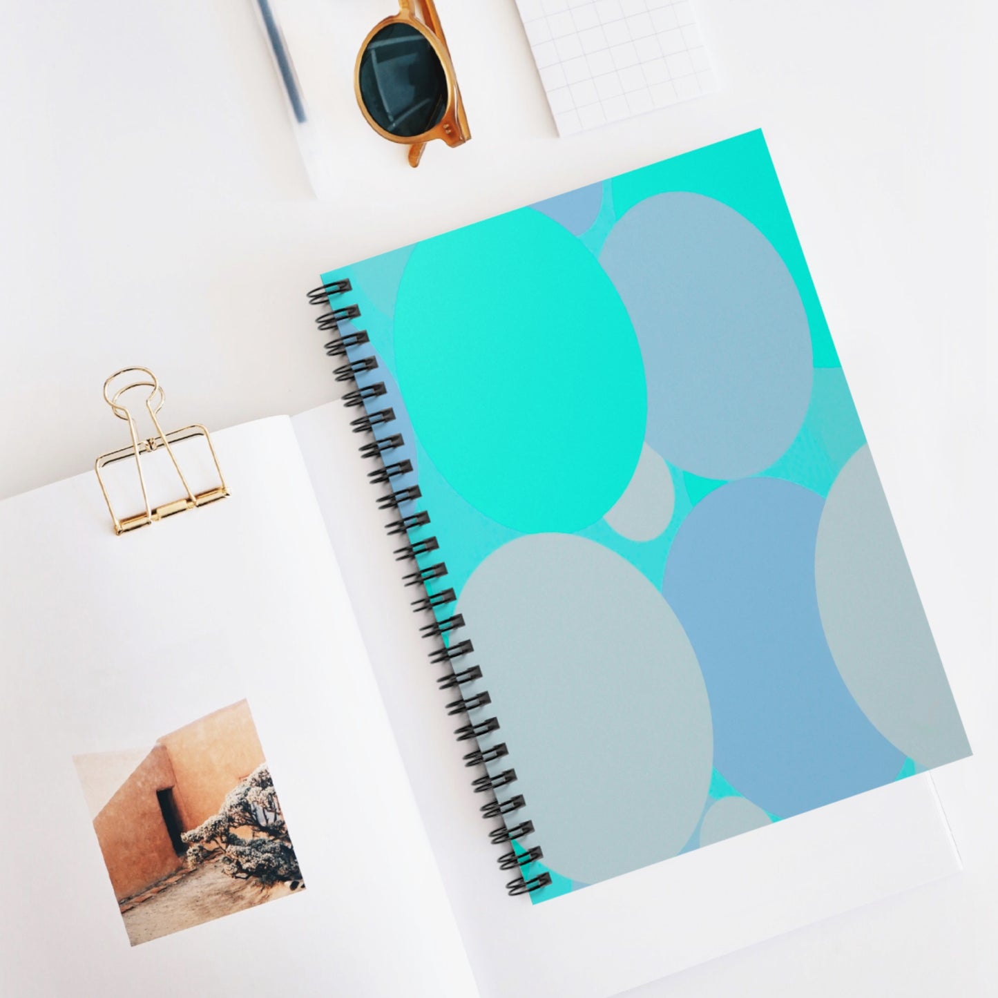 Pastel Tan and Tif Patches Spiral Notebook - Ruled Line, 6" x 8", 118 pages