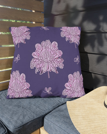 Magenta Floral Butterflies 20" x 20" Outdoor Pillow