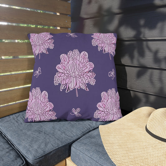 Magenta Floral Butterflies 20" x 20" Outdoor Pillow