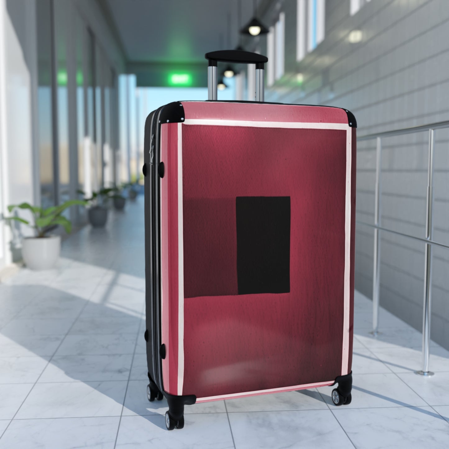 Red Shadow Large Suitcase with built in lock, 4 double-wheels, telescopic handle, and ABS back hard-shell