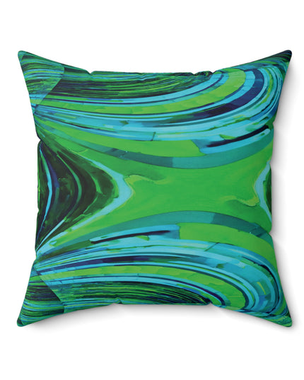 Uzi Spiral Blue Green Faux Suede Square Pillow, 20" x 20"
