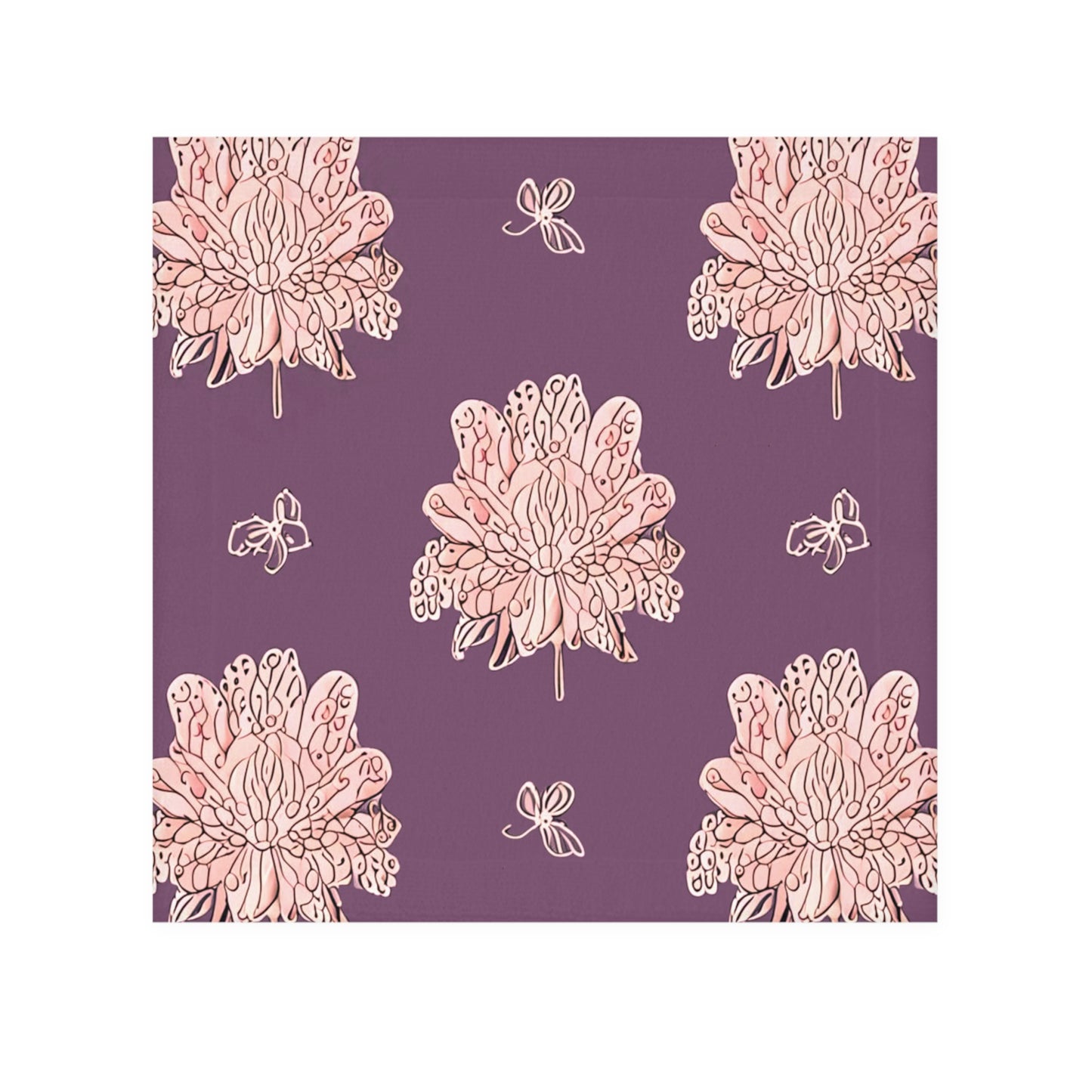 Pink Floral Butterflies Face Towel, 13" x 13"