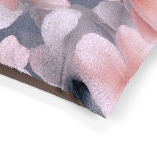 Peach and Blue Gray Floral Bunch Pet Bed, 50" × 40"