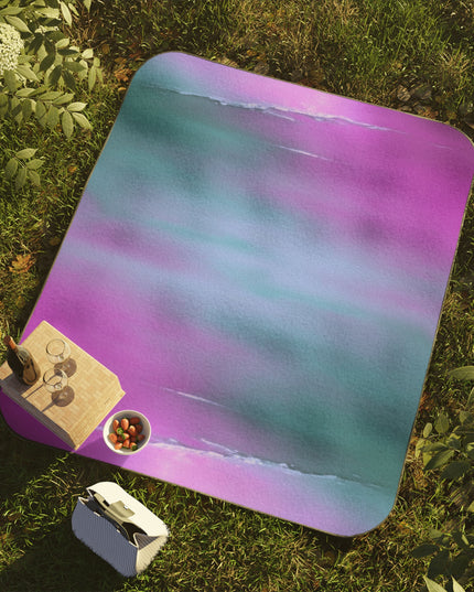 Dark Blue Green Sea Purple Fog 61" × 51" Picnic Blanket