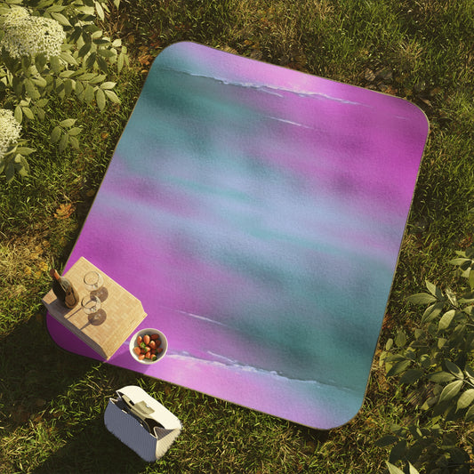 Dark Blue Green Sea Purple Fog 61" × 51" Picnic Blanket