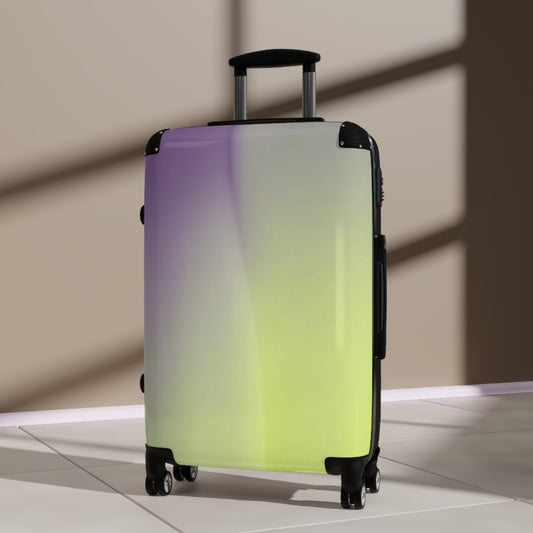 Purple Golden Fade Medium Suitcase with built in lock, 4 double-wheels, telescopic handle, and ABS back hard-shell