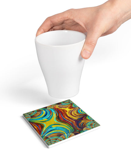 Uzi Spiral Alpha 4" x 4" Square Ceramic Coaster