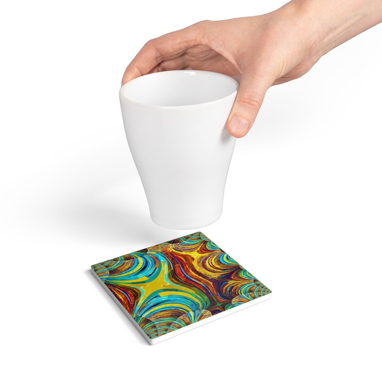 Uzi Spiral Alpha 4" x 4" Square Ceramic Coaster