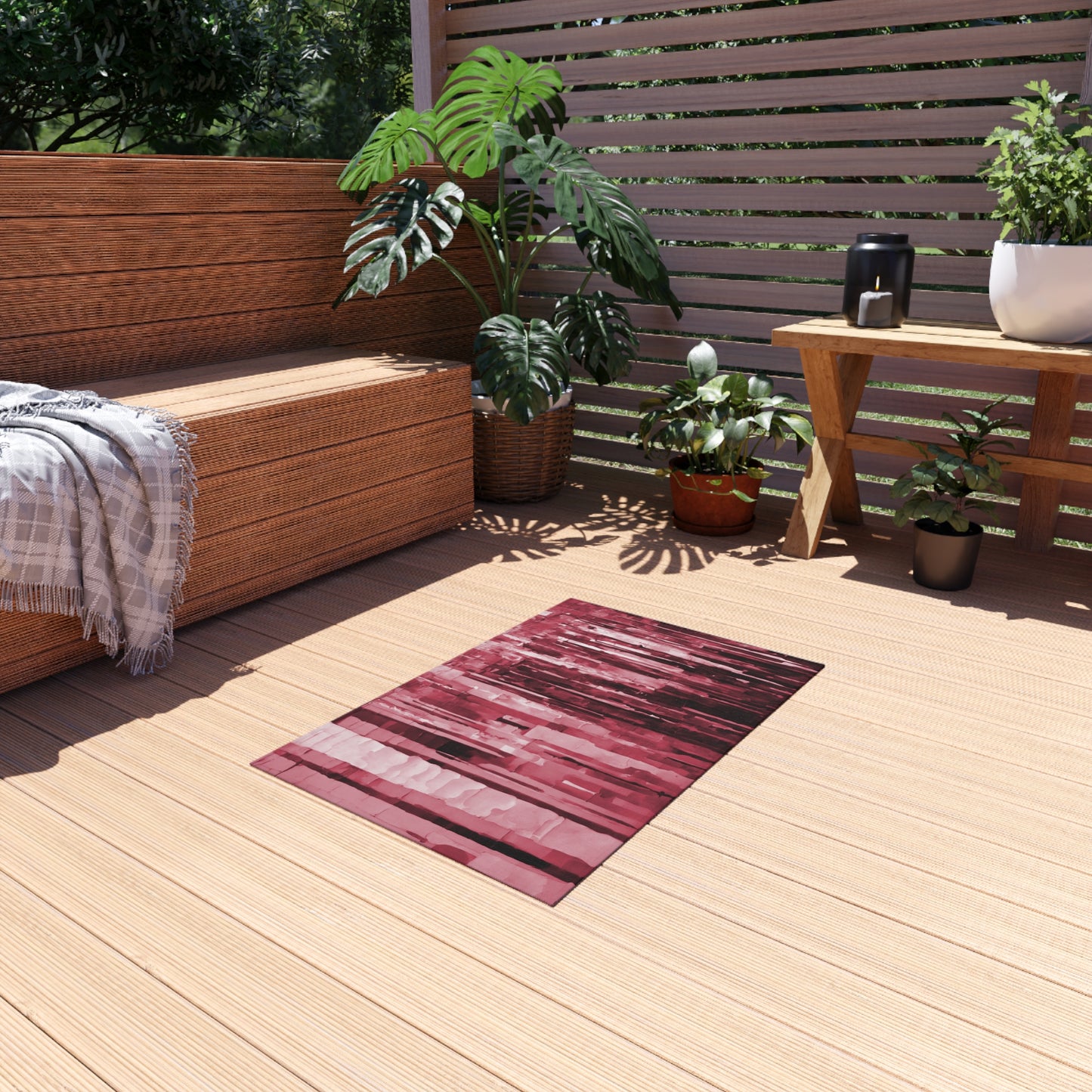 Striped Ruby Outdoor Rug, 24" x 36"