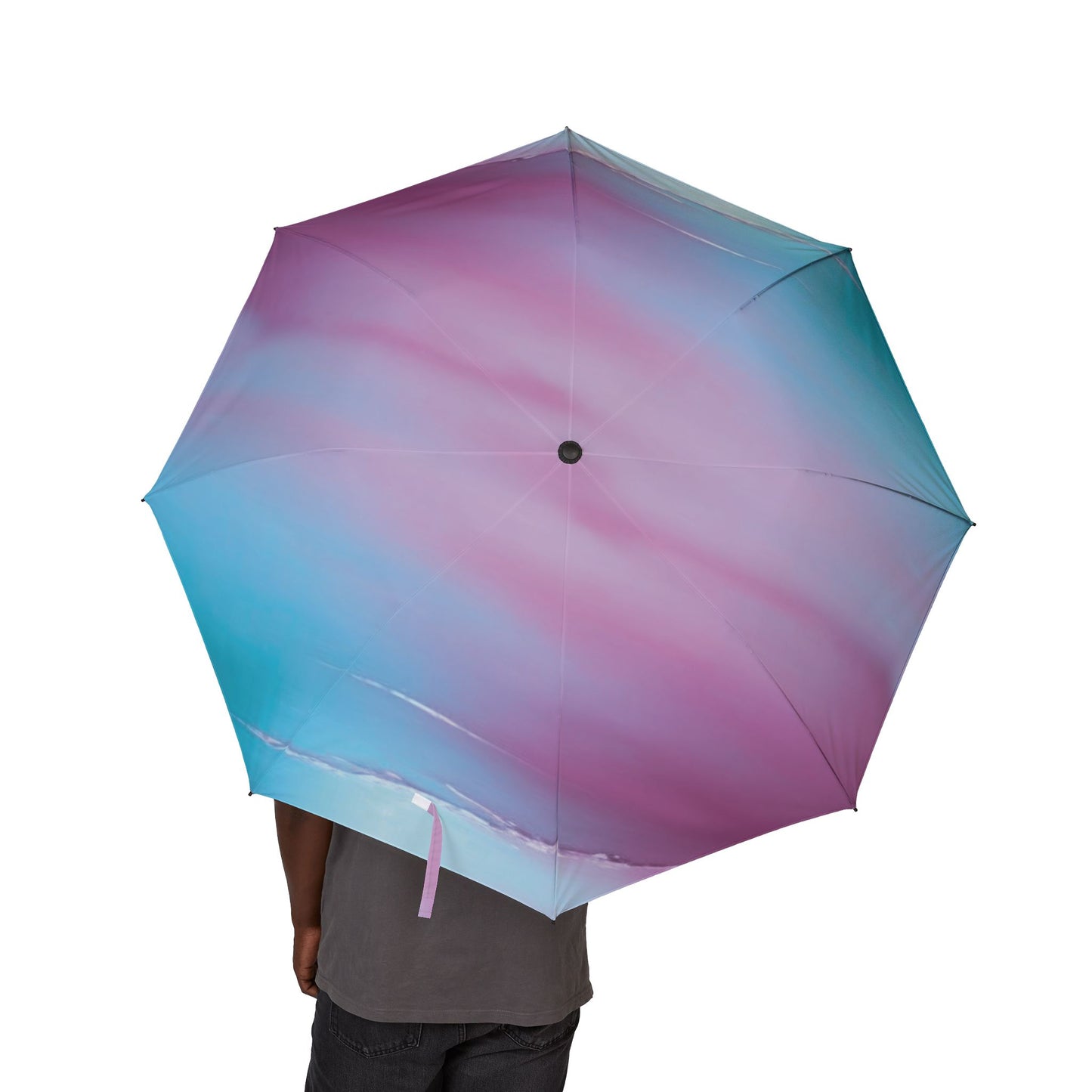 Wine Sea Blue Fog Foldable Umbrella - Compact & Chic