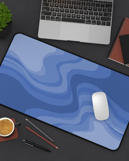 Deep Blue Wavey 12" x 22" Desk Mat