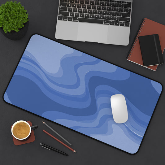 Deep Blue Wavey 12" x 22" Desk Mat