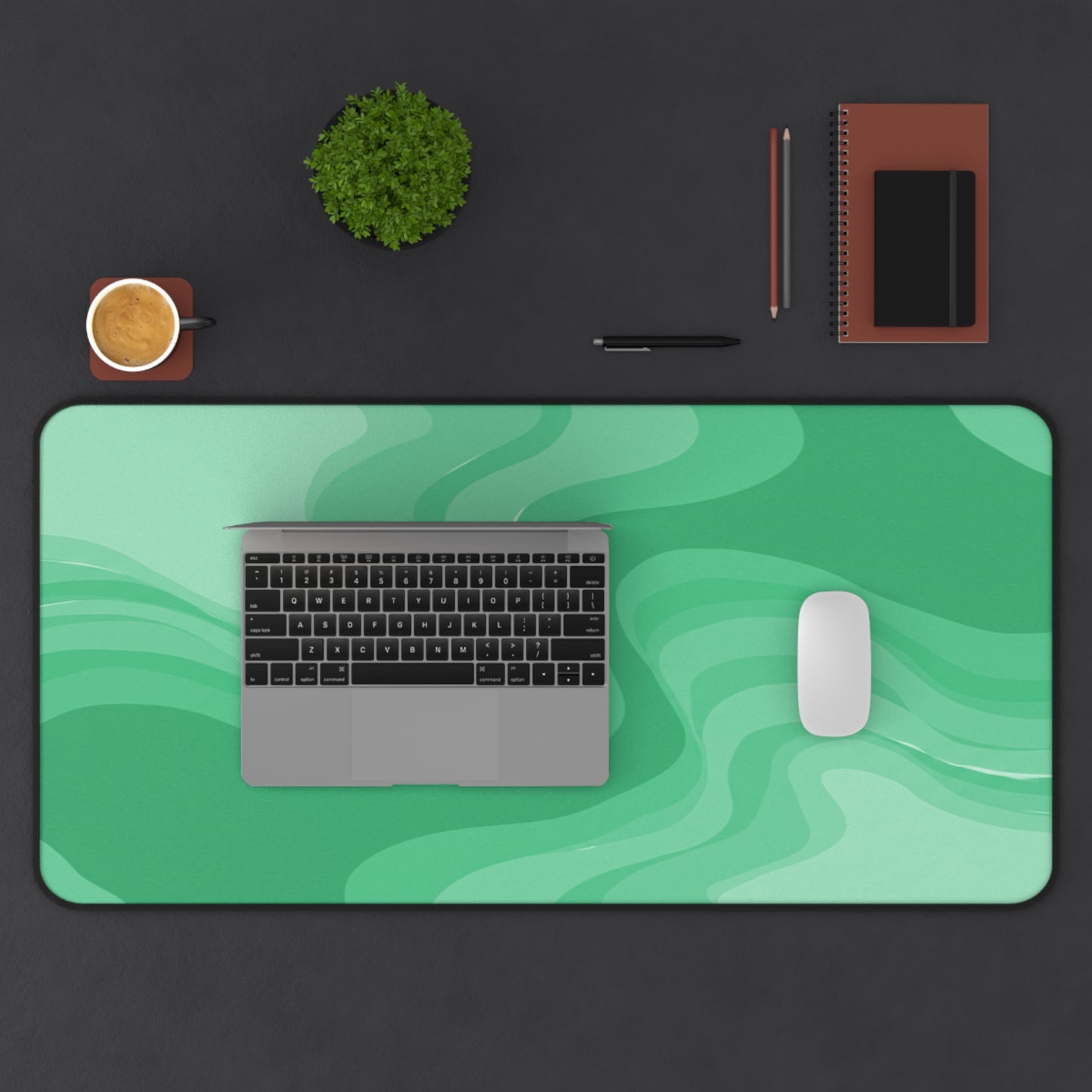 Mint Green Wavey 16" x 32" Desk Mat