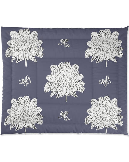 White Floral Butterflies 104" × 88" Comforter