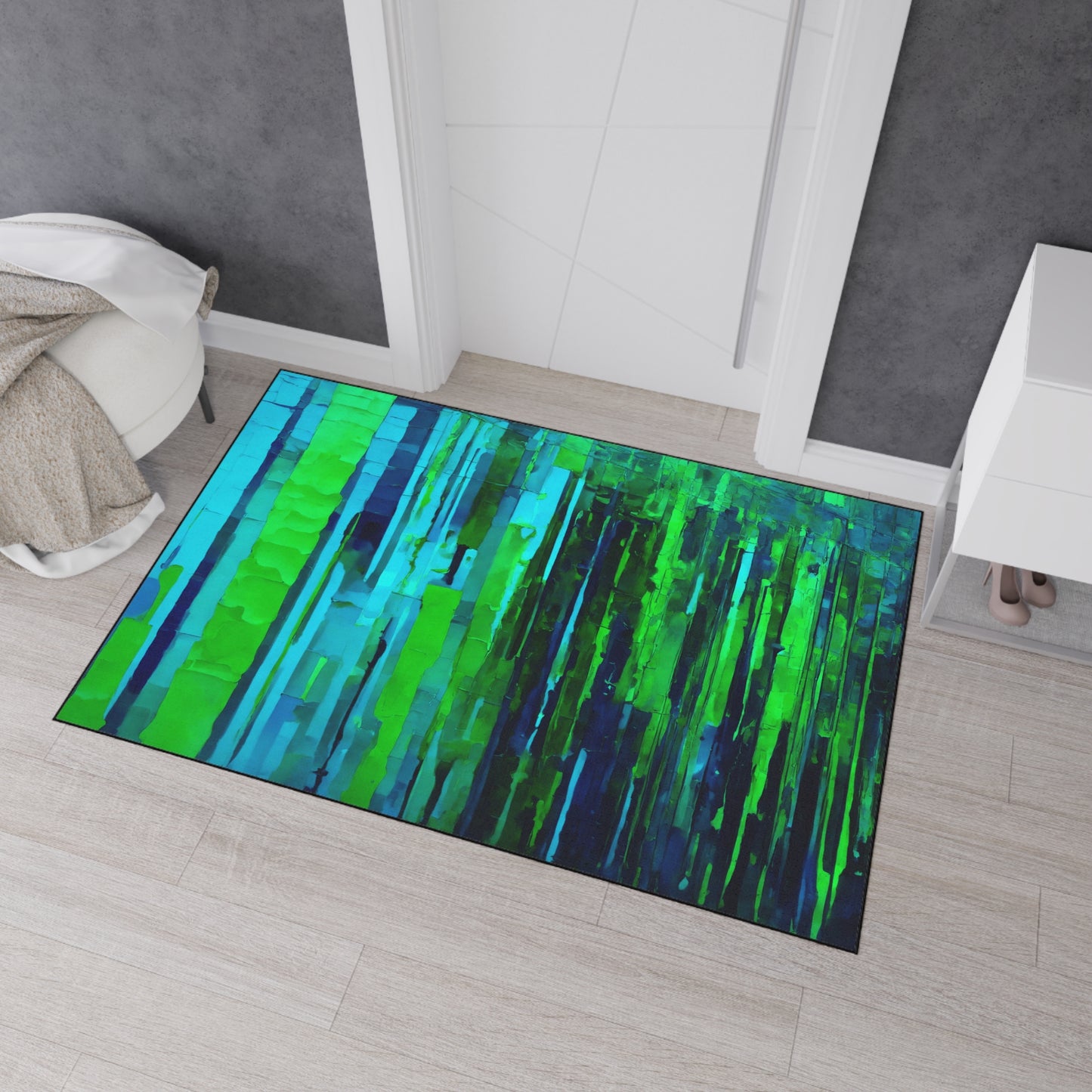 Striped Blue Green 48" x 72" Heavy Duty Floor Mat