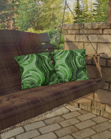 Uzi Spiral Mint Pastel Outdoor Pillow, 16" x 16"