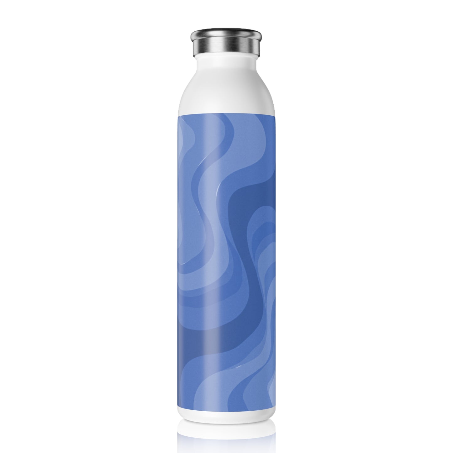 Deep Blue Wavey Slim Water Bottle, 20 oz White