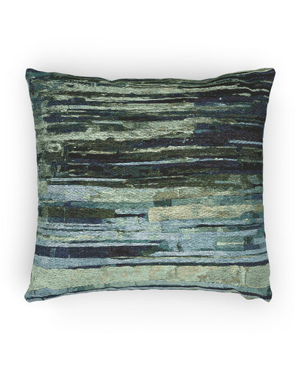 Striped Blue Green Woven Pillow, 17" x 18"