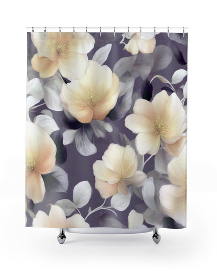White Blush Floral Bunch Shower Curtains, 71" x 74"