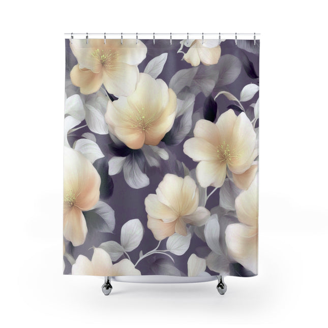 White Blush Floral Bunch Shower Curtains, 71" x 74"