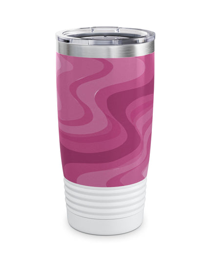 Pinky Mauve Wavey Ringneck Tumbler, 20oz in white