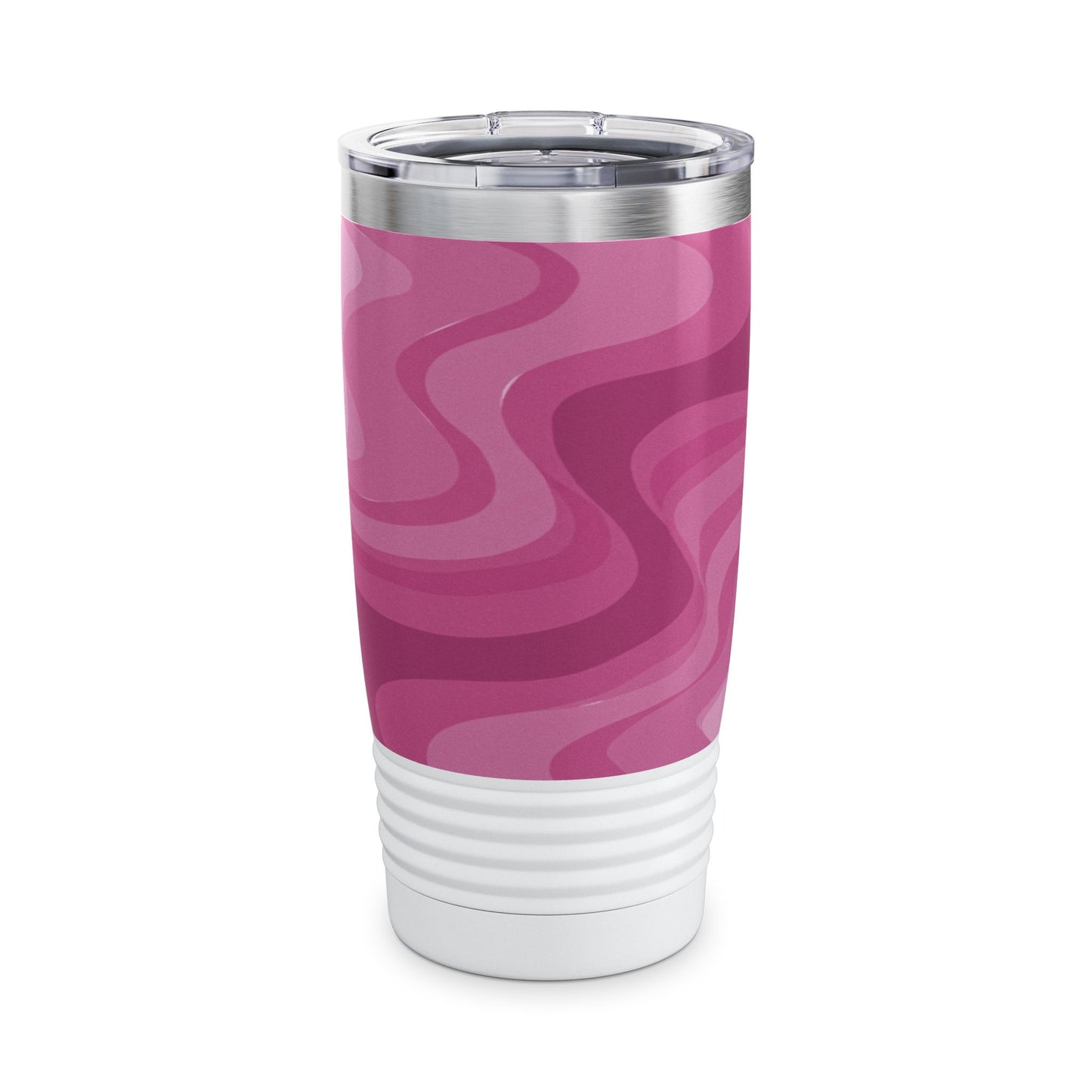 Pinky Mauve Wavey Ringneck Tumbler, 20oz in white, steel and black